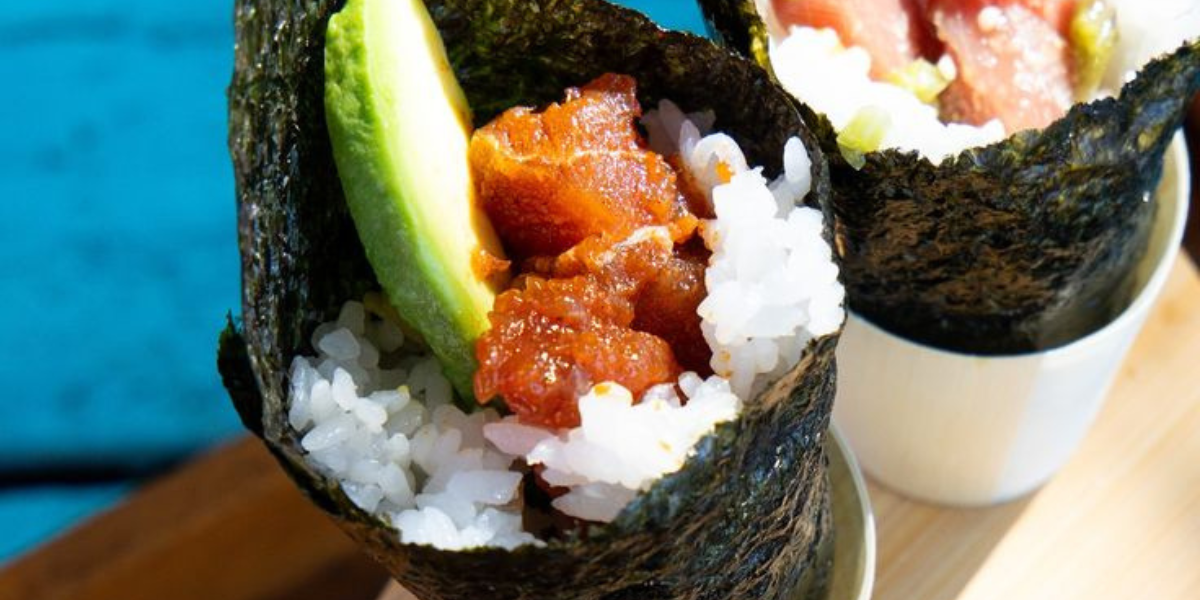 Spicy Bluefin Toro HAND Roll with Jalapeño Olive Oil